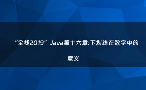 “全栈2019”Java第十六章:下划线在数字中的意义