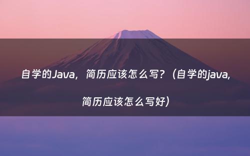 自学的Java，简历应该怎么写?（自学的java,简历应该怎么写好）