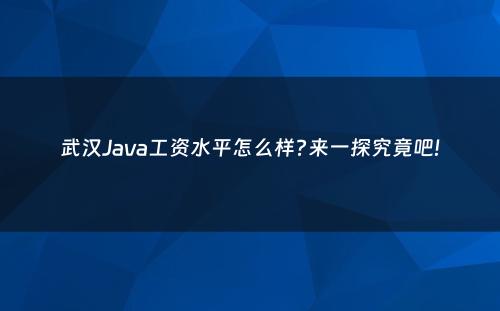 武汉Java工资水平怎么样?来一探究竟吧!