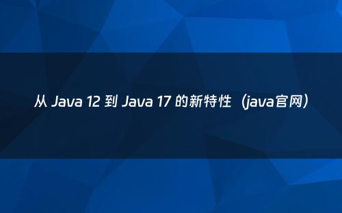 从 Java 12 到 Java 17 的新特性（java官网）