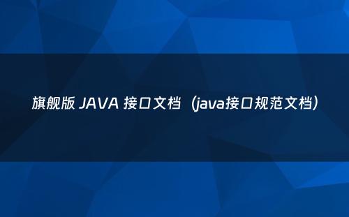 旗舰版 JAVA 接口文档（java接口规范文档）