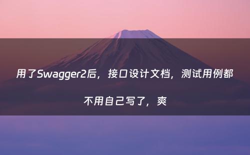 用了Swagger2后，接口设计文档，测试用例都不用自己写了，爽