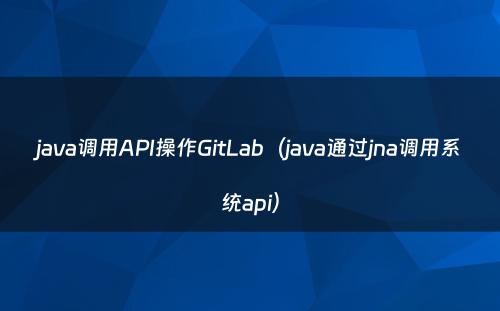 java调用API操作GitLab（java通过jna调用系统api）