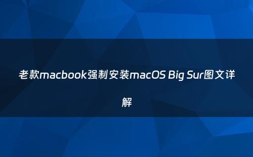 老款macbook强制安装macOS Big Sur图文详解