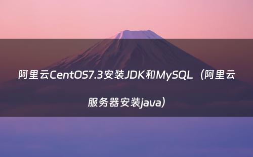 阿里云CentOS7.3安装JDK和MySQL（阿里云服务器安装java）
