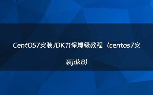 CentOS7安装JDK11保姆级教程（centos7安装jdk8）
