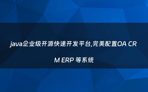java企业级开源快速开发平台,完美配置OA CRM ERP 等系统