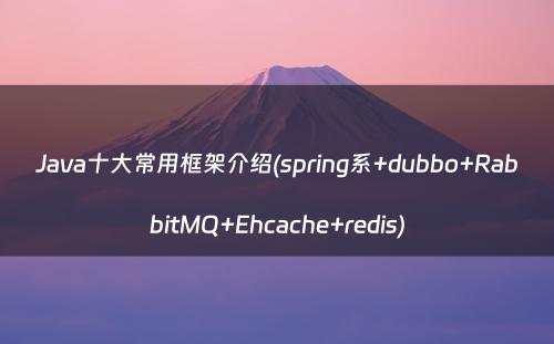 Java十大常用框架介绍(spring系+dubbo+RabbitMQ+Ehcache+redis)