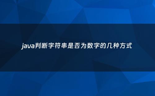 java判断字符串是否为数字的几种方式