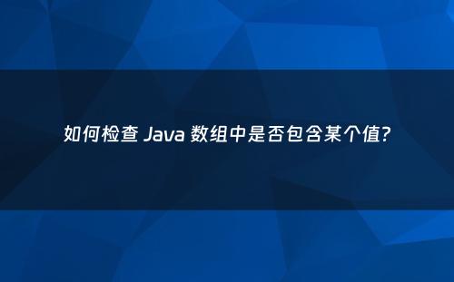 如何检查 Java 数组中是否包含某个值?