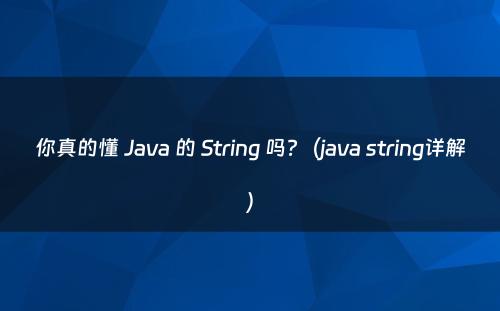你真的懂 Java 的 String 吗?（java string详解）