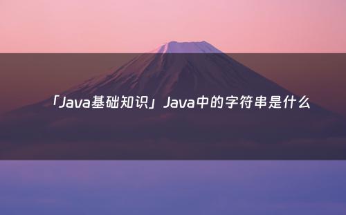 「Java基础知识」Java中的字符串是什么