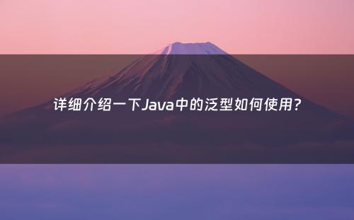详细介绍一下Java中的泛型如何使用?