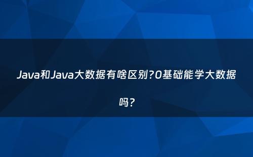 Java和Java大数据有啥区别?0基础能学大数据吗?