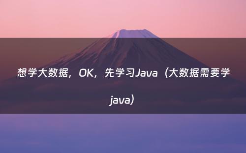 想学大数据，OK，先学习Java（大数据需要学java）