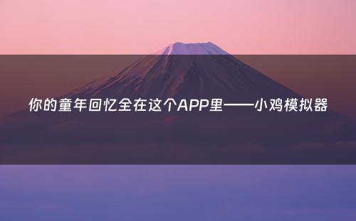 你的童年回忆全在这个APP里——小鸡模拟器