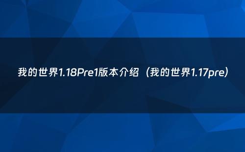 我的世界1.18Pre1版本介绍（我的世界1.17pre）
