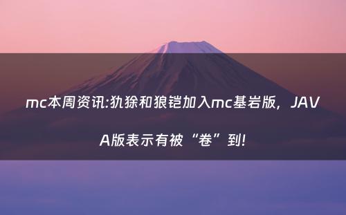 mc本周资讯:犰狳和狼铠加入mc基岩版，JAVA版表示有被“卷”到!