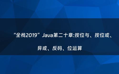 “全栈2019”Java第二十章:按位与、按位或、异或、反码、位运算