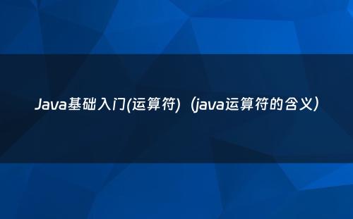 Java基础入门(运算符)（java运算符的含义）