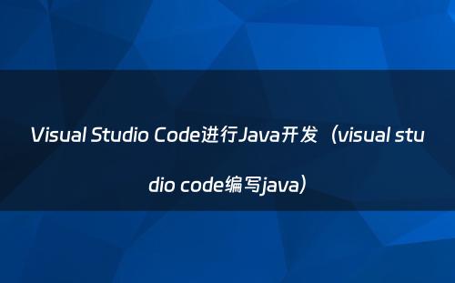 Visual Studio Code进行Java开发（visual studio code编写java）