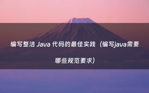 编写整洁 Java 代码的最佳实践（编写java需要哪些规范要求）