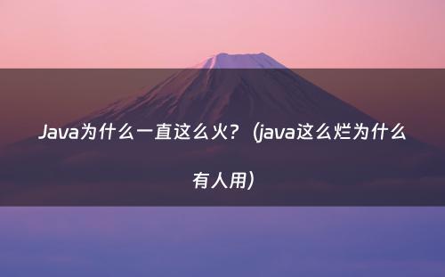 Java为什么一直这么火?（java这么烂为什么有人用）