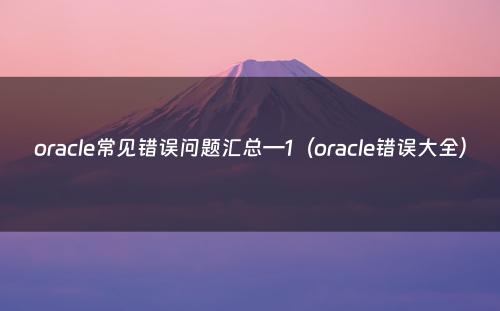 oracle常见错误问题汇总—1（oracle错误大全）