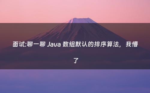面试:聊一聊 Java 数组默认的排序算法，我懵了