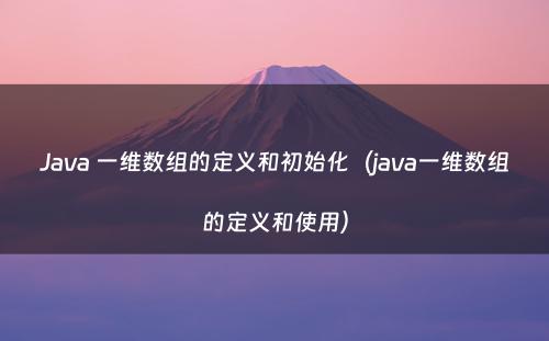 Java 一维数组的定义和初始化（java一维数组的定义和使用）