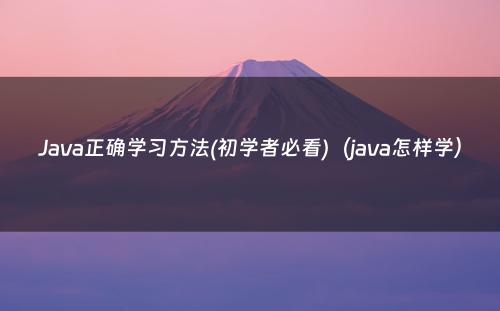 Java正确学习方法(初学者必看)（java怎样学）