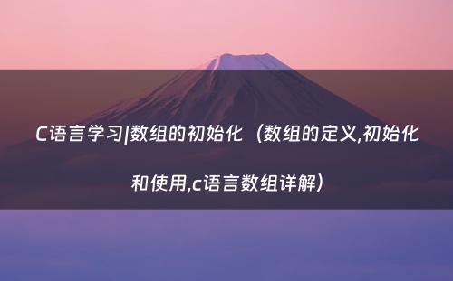 C语言学习|数组的初始化（数组的定义,初始化和使用,c语言数组详解）