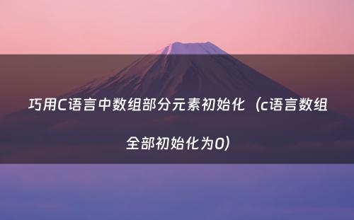 巧用C语言中数组部分元素初始化（c语言数组全部初始化为0）