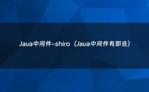 Java中间件-shiro（Java中间件有那些）