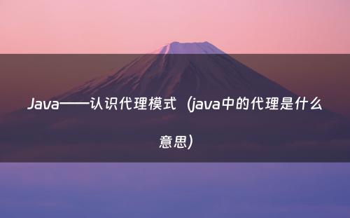 Java——认识代理模式（java中的代理是什么意思）