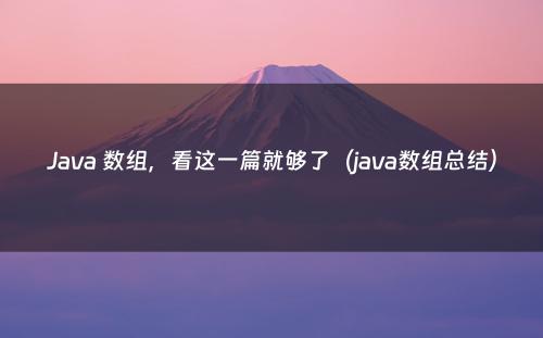 Java 数组，看这一篇就够了（java数组总结）