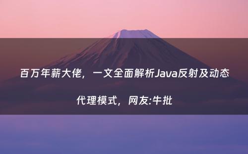 百万年薪大佬，一文全面解析Java反射及动态代理模式，网友:牛批