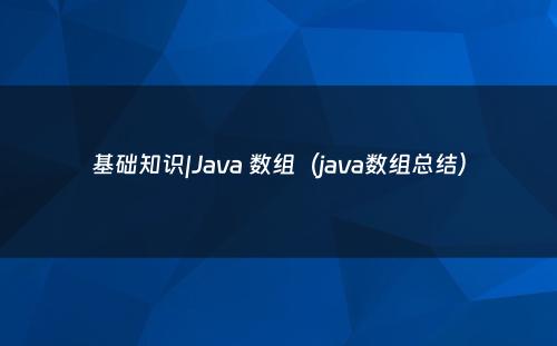 基础知识|Java 数组（java数组总结）