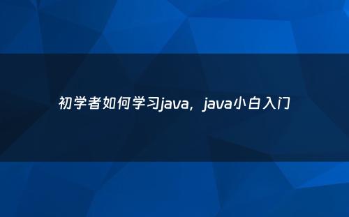 初学者如何学习java，java小白入门