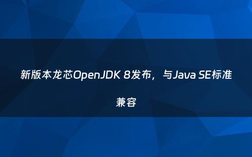 新版本龙芯OpenJDK 8发布，与Java SE标准兼容