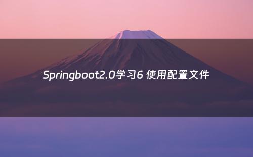 Springboot2.0学习6 使用配置文件