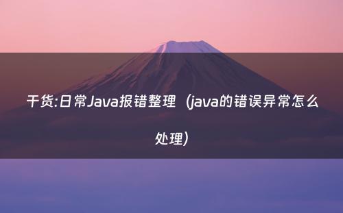 干货:日常Java报错整理（java的错误异常怎么处理）