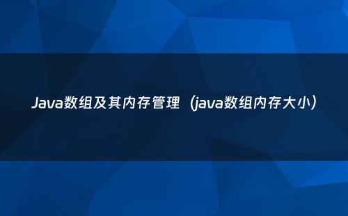 Java数组及其内存管理（java数组内存大小）