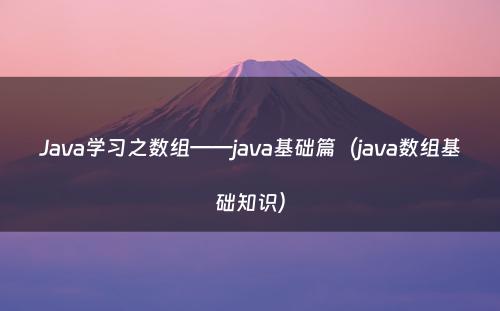 Java学习之数组——java基础篇（java数组基础知识）