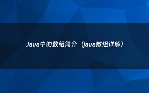 Java中的数组简介（java数组详解）