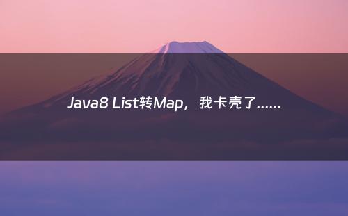 Java8 List转Map，我卡壳了......