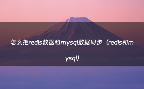 怎么把redis数据和mysql数据同步（redis和mysql）