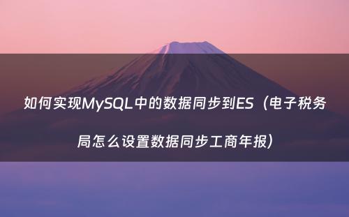 如何实现MySQL中的数据同步到ES（电子税务局怎么设置数据同步工商年报）