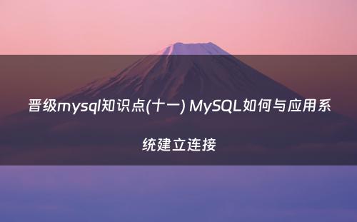 晋级mysql知识点(十一) MySQL如何与应用系统建立连接