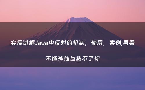 实操讲解Java中反射的机制，使用，案例;再看不懂神仙也救不了你